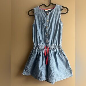 Boden Blue Denim Romper with Red Details